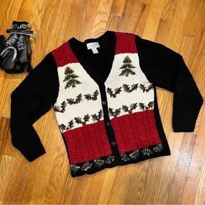 Vintage Women's Annex Ugly Christmas Sweater Cardigan Size L